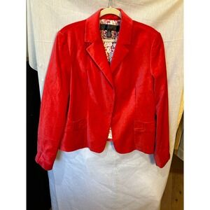 Apostrophe Red Velvet Blazer Women's Size 18 Single Button Classy Iridescent